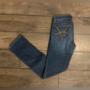 Kut from the Kloth Blue Skinny Jeans with Gold Stitching